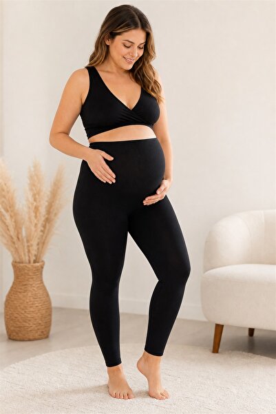 MS HAMİLE İÇ GİYİM Maternity Tights with Adjustable Waist Hg0031 Black