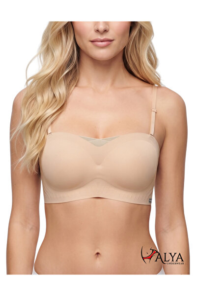 ALYA UNDERWEAR Straplez Sütyen Dolgusuz Tül Detaylı Sabit Kaplı Balensiz Çıka...