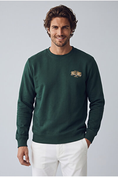 Jack & Jones Erkek Gögüs Baskili Bisiklet Yaka Sweatshirt - Aero