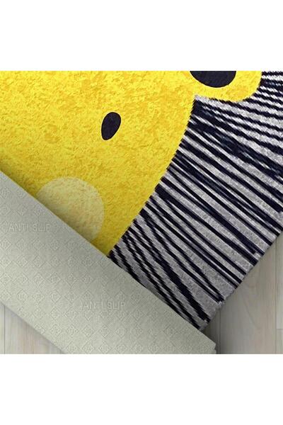 Carpettex Çocuk Bebek Halısı Sevimli Aslan desenli Gri Halı Yıkanabilir Kaymaz Taban