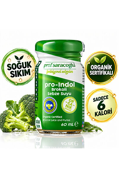 prof saracoğlu Pro Indol Organik Brokoli Shot (5 X 60 ML) | Takviye Edici Gıda