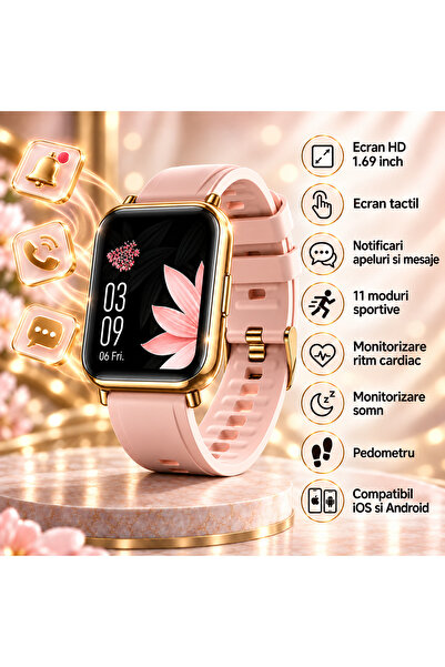 ideal STORE Ceas SmartWatch Saphir idealStore, Ecran HD 1.69 inch, Notificari...