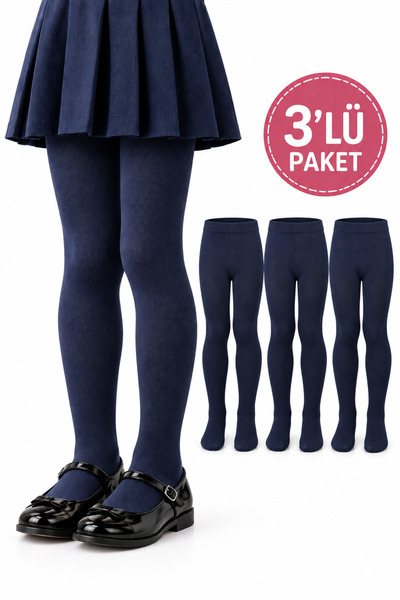 westicgiyim Kız Çocuk Pamuklu Külotlu Çorap 3’lü Paket Dikişsiz Burun Kışlık ...