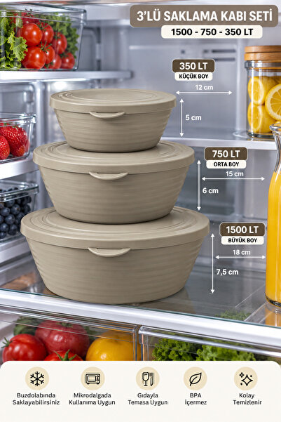 Sowo Home Saklama kabı / yemek saklama kabı / gıda saklama kabı 3 lü Set
