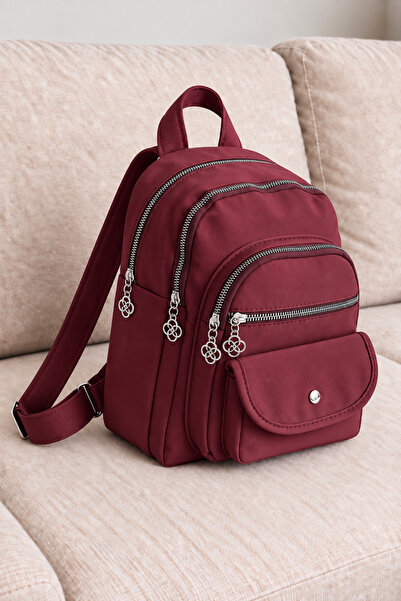 MILANOFOX Women's Burgundy Medium Size Multi-Compartment Fabric Backpack – St...