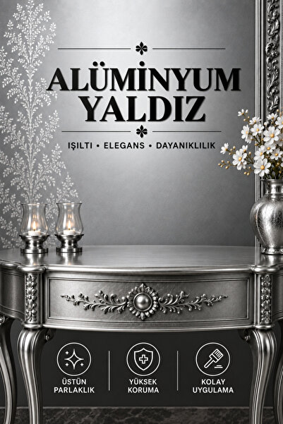 NY Trend Alüminyum Yaldız Boya – Parlak Metalik Gümüş Görünüm
