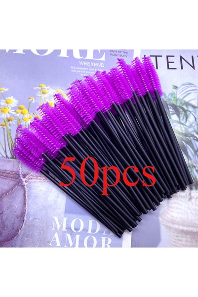 choice2 50pcs Purple 50Pcs Disposable Micro Eyelash Brush Mascara Wands Appli...