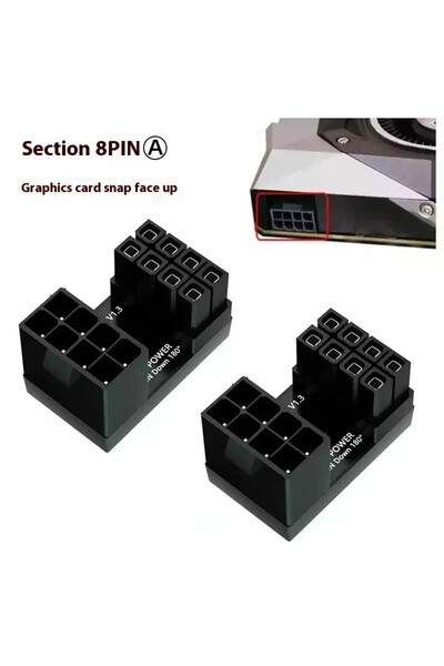 Choice 8PinAa 2pcs LDPCSJ 180 °   موصل محول طاقة بطاقة الرسومات PCI-E بزاوية ...