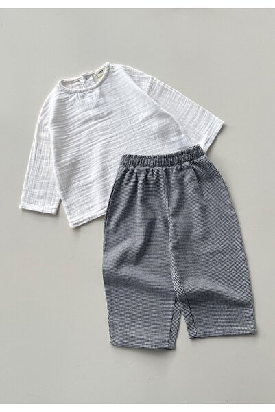 Cigit Muslin Sweatshirt Set 2-8 Years Off-White