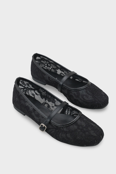 Capone Outfitters Γυναικείες μπαλαρίνες Pennie με δαντέλα, διχτυωτό ύφασμα κα...