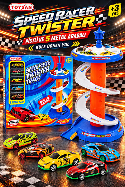Toysan SPEED RACER TWİSTER PİSTLİ VE 5 METAL ARABALI - KULE DÖNEN YOL