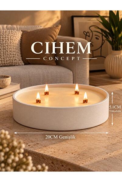 Cihem Concept - Dev Boy Dekoratif Vanilyalı Mum Kasesi - 20CM X 5.1 CM