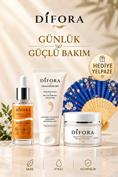 Difora C Vitamini Serumu&Leke Karşıtı Güneş Kremi&Yaşlanma Karşıtı Anti Aging...