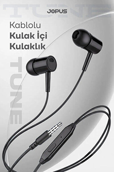 Jopus Yüksek Sesli Stereo Kulak İçi Kulaklık Mikrofonlu Beyaz 3.5mm Aux Jack ...