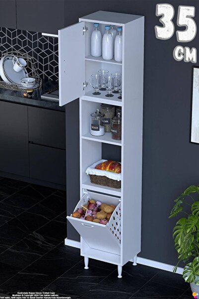 Eliusta Asel 35 cm Sepetli Çok Amaçlı Mutfak Kiler Dolabı Banyo Kirli Çamaşır...
