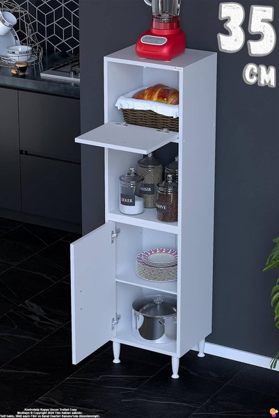 Eliusta Rona 35 cm Tek Kapaklı Mutfak Kiler Dolabı Raflı Çok Amaçlı Dolap Ban...