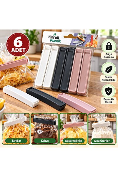 AYSTAR 6'lı Paket Mandalı, 11 cm Büyük Poşet Klipsi, Torba Kapatıcı, Pratik A...