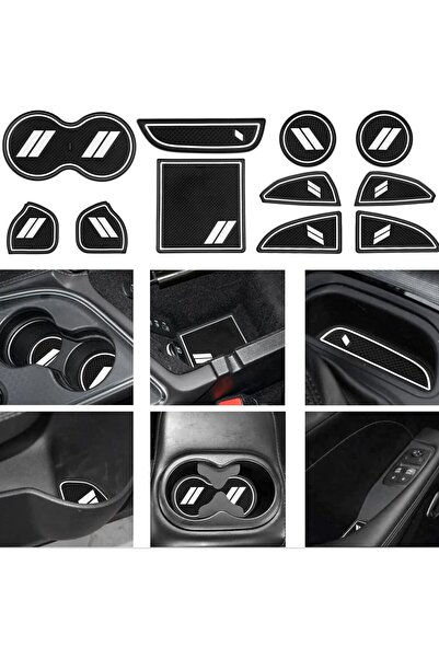 choice2 Rubber WHITE White Rubber Vehicle Mat for Dodge Challenger - 11pcs Cu...