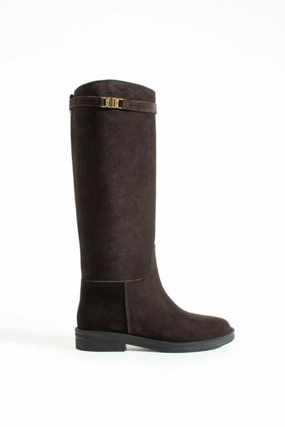 FOLLİNİ Women's Genuine Leather Boots Brown Suede