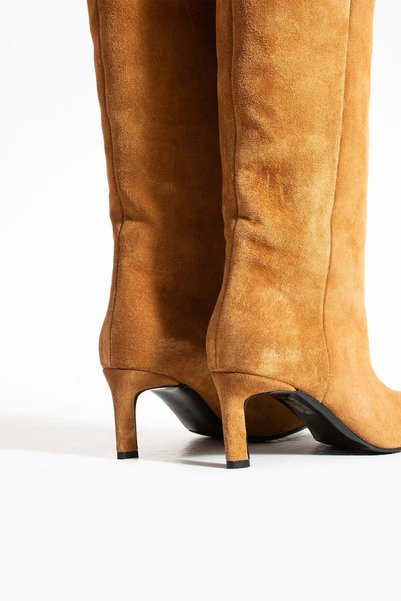 FOLLİNİ Women's Genuine Leather Boots Tan Suede