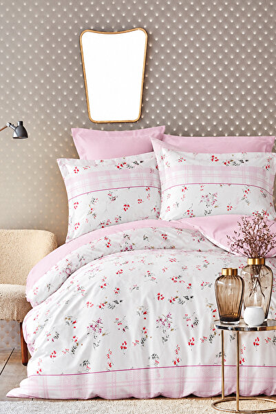 İQON طقم غطاء لحاف ملاءة مطاطية مزدوجة CHITIR PINK