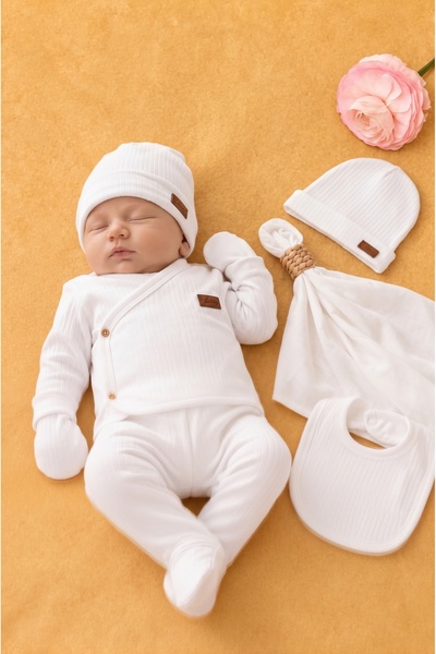 Rocha Baby Rocha Bebek Beyaz Fitilli 7'li Hastane Çıkışı Seti - %100 Pamuklu ...