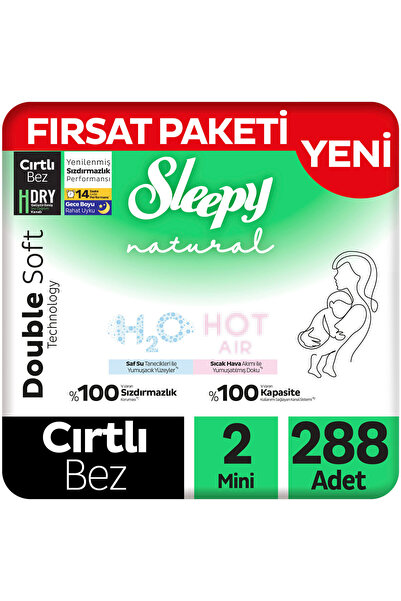 Sleepy Natural Double Soft Fırsat Paketi Bebek Bezi 2 Numara Mini 288 Adet