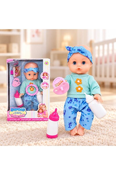 Salamandra Kids Papusa Bebelus Sweet Baby Doll cu accesorii, sunete, care bea...