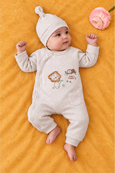Rocha Baby Rocha Bebek Aslan ve Tembel Hayvan Nakışlı Baklava Desenli 2'li Tu...