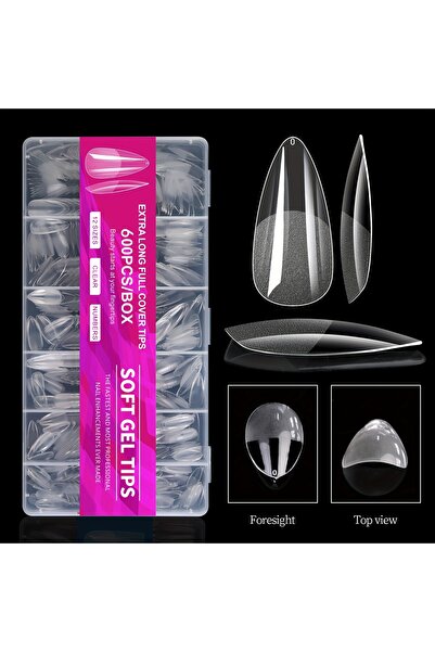 Choice 600pcs-MH Medium 420- 600pcs Almond Nail Tips, Almond X Gel Nail Tips ...