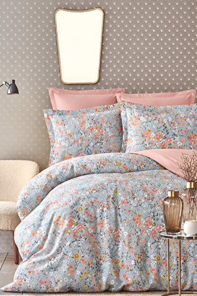 İQON Elastic Fitted Sheet Bedding Set Double Size Helium Salmon