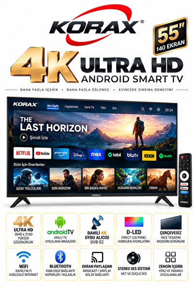 Korax 55” 140 Ekran 4K Ultra HD Android TV