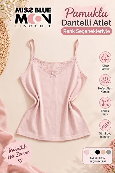missblue moon V Yaka Dantelli Tekli Kadın Atlet 8000-1