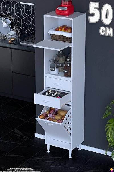 Eliusta Duru 50 cm Çok Amaçlı Mutfak Dolabı Sepetli Kapaklı 2 Çekmeceli Dolap...