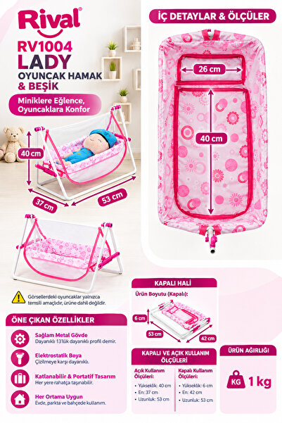 Rival Rv1004 Lady Oyuncak Hamak & Oyuncak Beşik Metal Ayaklı