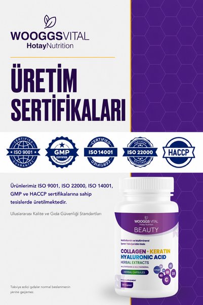 Hotay Nutrition Wooggs Vital Beauty Multivitamin Multimineral with Collagen, Keratin and Hyaluronic Acid – 120 Capsules