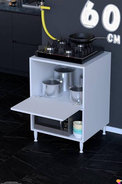 Eliusta Vesta 60 cm Üstten Kapaklı Beyaz Çok Amaçlı Set Üstü Ocak Dolabı Fırı...