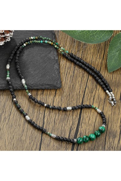 Choice S-408-Balck 1PC INGX Vintage Bohemia Black Lave Stone Long Beaded Neck...