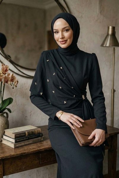 Şule Giyim Hilary Drape Detay Abiye Siyah
