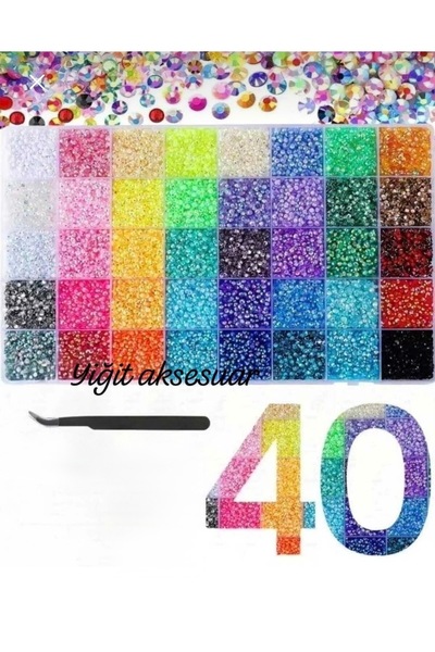 HASAN ERDOĞAN Cımbızlı Mega 40 Renk Yapıştırma Taş Ss12(3 MM) Bedazzling kit ...