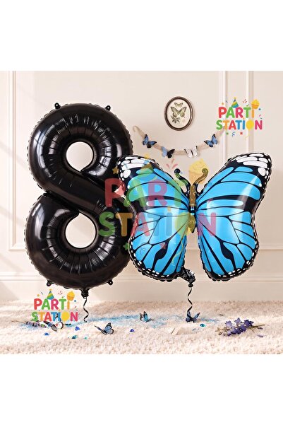 Parti Station 8 Year Old Blue Butterfly Balloon Set - Butterfly Concept and B...