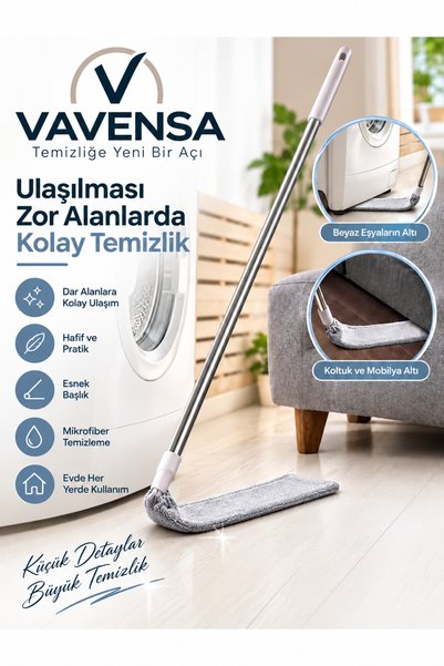 VAVENSA Dar Alan Mopu Esnek Mikrofiber Toz Alma Mopu Koltuk Dolap Mobilya Alt...