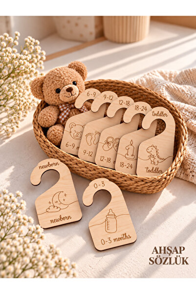 Ahşap Bebek Askı Organizer – Askı Ayracı – Bebek Dolap Düzenleyici – Kıyafet Ayırıcı