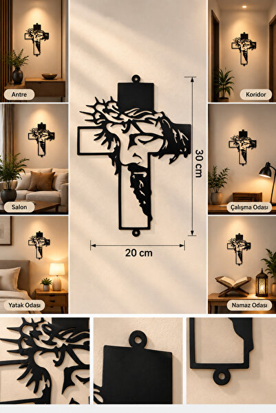 VENON ♰ Siyah 20x30 isa Figürlü Haç Metal Duvar Tablosu Dini Dekoratif Metal ...