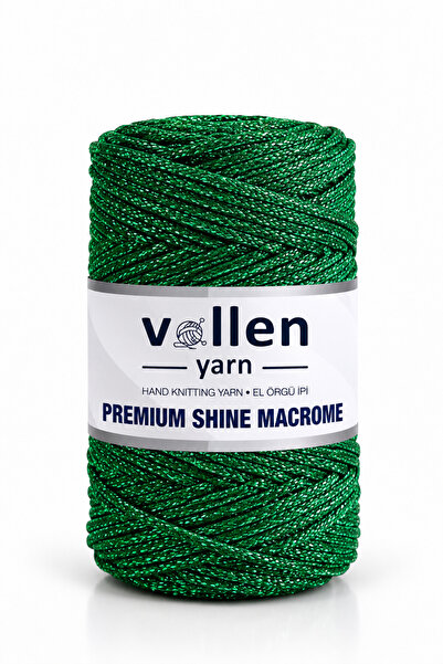 vollen yarn Ασημί μακραμέ κορδόνι 100g 150m Premium Shine – Πολυεστερικό κορδ...