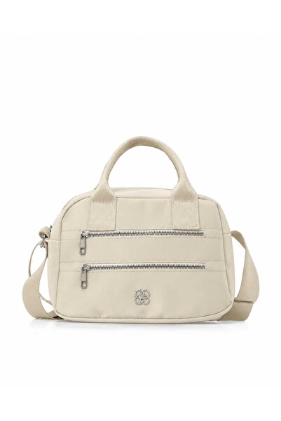 MAC&MOS Women's Cream Compartment Hand and Shoulder Bag