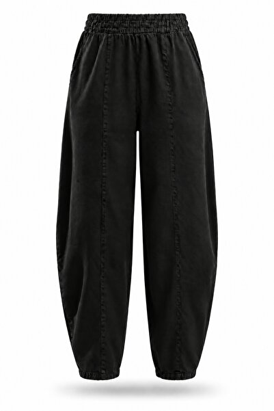 5in1Canpolat Black Front-Stitched Barrel Pants 031750