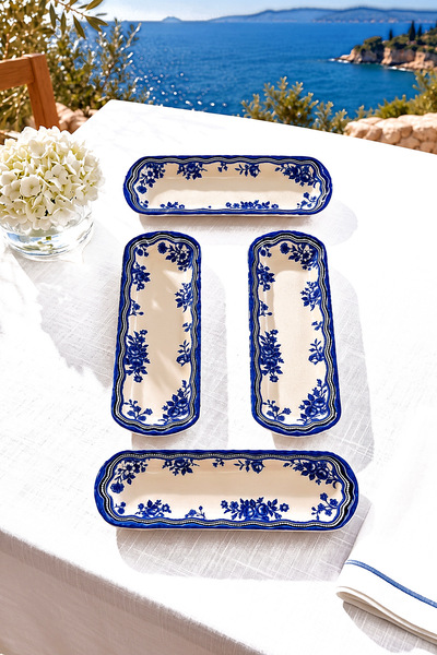 ers erbaşlar MAVİ ANTİK 4 PARÇA LÜX ZEYTİNLİK SETİ (7x21 CM)