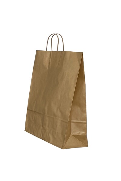 OEM PAPER BAG TWISTED HANDLE 26 x 12 x 35 CM GOLD/WHITE PAPIROTI