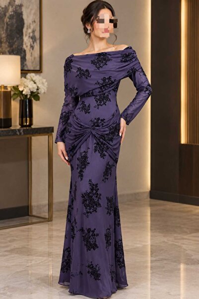 SERA Dark Purple Evening Dress Long